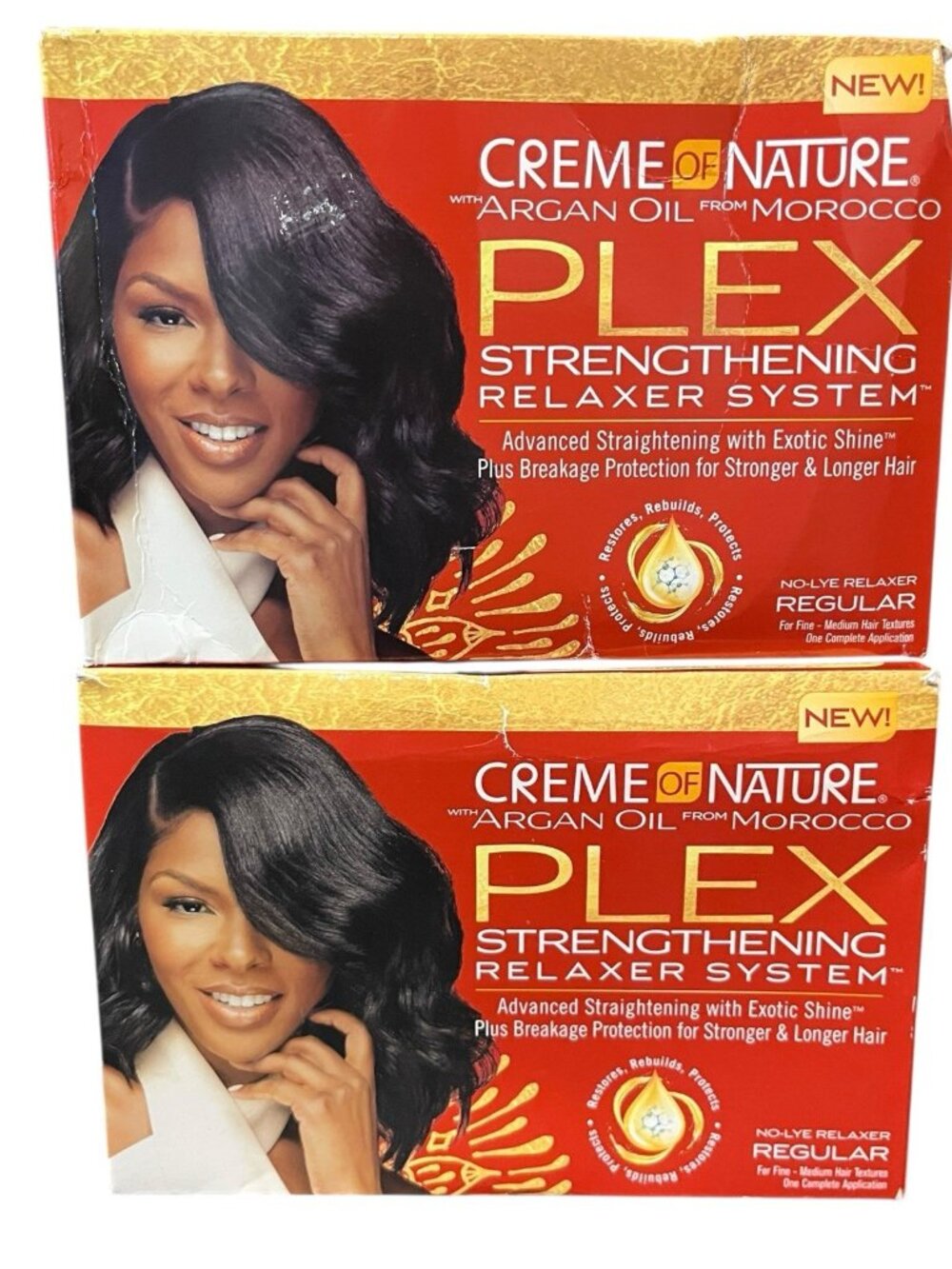 2X Creme of Nature Argan Oil Plex  Strengthening Relaxer System No Lye Regular